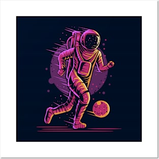 astronaut-football-planet-ball-illustration-design Posters and Art